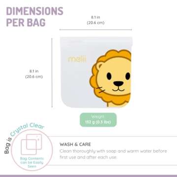 melii Reusable Sandwich & Snack Bags for Kids & Adults, Food Storage, Organization & Meal Prep Conta...