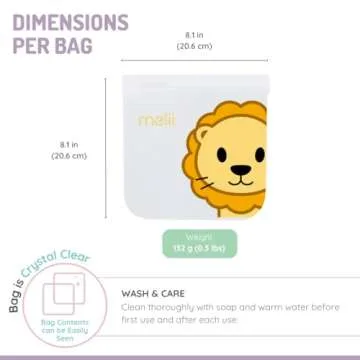 melii Reusable Sandwich & Snack Bags for Kids & Adults, Food Storage, Organization & Meal Prep Conta...