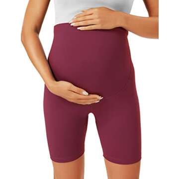 BONVIGOR Maternity Shorts Over The Belly Biker Workout Yoga Active Athletic Pregnancy Short Pants Lo...