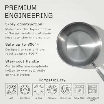 Made In Cookware - 3 Quart Stainless Steel Saucier Pan - 5 Ply Stainless Clad - Professional Cookware - Crafted in Italy - Induction Compatible