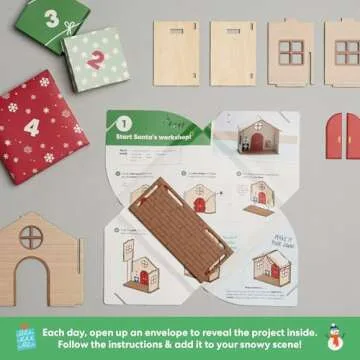 KiwiCo Santa’s Railroad Train Advent Calendar for Kids 5+ | Countdown to Christmas with 24 Days of Buildable Toy Train Set | Advent Calendar 2024 for Kids