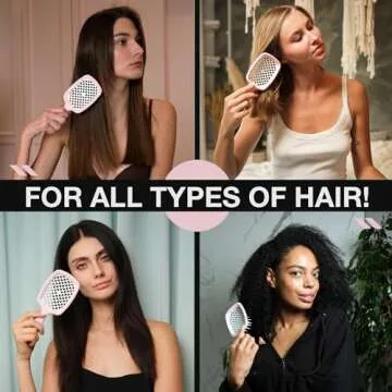 Janeke Original Patented Superbrush Detangler Brush Anti-static Hairbrush Easy For Wet or Dry Use Flexible with Nylon Bristle Great for All Hair Types - Long Thick Curly (Pink)