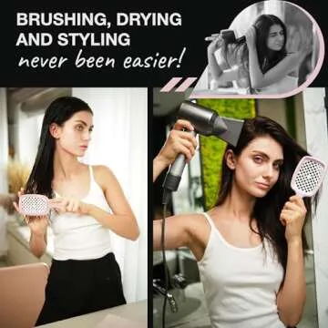 Janeke Original Patented Superbrush Detangler Brush Anti-static Hairbrush Easy For Wet or Dry Use Flexible with Nylon Bristle Great for All Hair Types - Long Thick Curly (Pink)