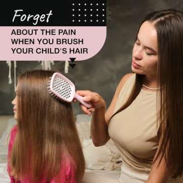 Janeke Original Patented Superbrush Detangler Brush Anti-static Hairbrush Easy For Wet or Dry Use Flexible with Nylon Bristle Great for All Hair Types - Long Thick Curly (Pink)