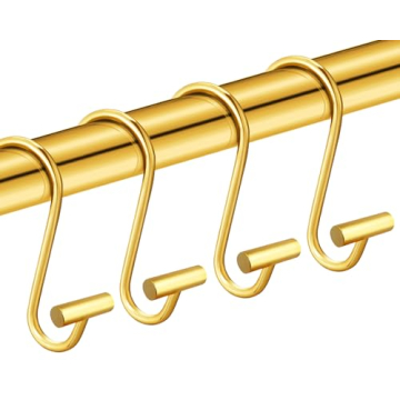 CHICTIE Gold Shower Curtain Hooks Rings, Decorative Shower Curtain Rings for Bathroom Shower Rod, Se...