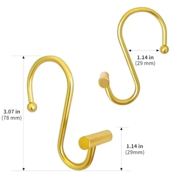 Chictie Gold Shower Curtain Hooks - Set of 12 Premium Rings