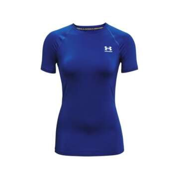 Under Armour Women's HeatGear Compression Short-Sleeve T-Shirt, Royal (400)/White, Small