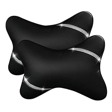 VVHOOY Car Neck Pillows Diamond Seat Auto Headrest Cushion Head Rest Neck 2 Pack Headrest Fit for Mo...