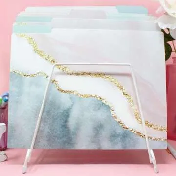 bloom daily planners Decorative File Folders - Set of 6 Letter Size (8.5” x 11”) Organizers, 1/3 Cut Tabs - Aesthetic Folders for School & Office - Ethereal Marble