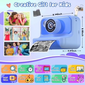 Kids Instant Print Camera for 3-12 Years Old