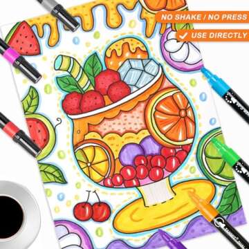 12 Colors Acrylic Paint Pens Markers, Dual Tip Acrylic Paint Pens for Rock Painting, Wood, Canvas, Stone, Glass, Ceramic Surfaces, DIY Crafts Making Art Supplies (Round Tip and Fine Tip)