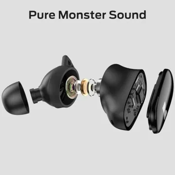 Monster N-Lite 206 Wireless Earbuds Bluetooth 5.4 in Ear Headphones, Bluetooth Ear Buds Built-in Microphone, Touch Control, Comfortable Fit, USB-C Fast Charging, IPX6 Waterproof, 25H Playtime, Black