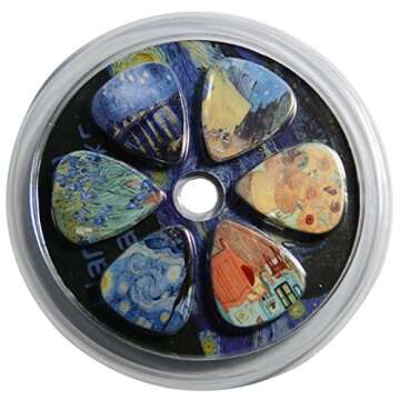 Creanoso Vincent Van Gogh Guitar Picks - Celluloid Medium 12 Pack - Starry Night Sunflowers Cafe - B...