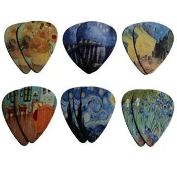 Creanoso Vincent Van Gogh Guitar Picks - Celluloid Medium 12 Pack - Starry Night Sunflowers Cafe - Best Stocking Stuffer Gifts for Men Women Guitarist Accessories
