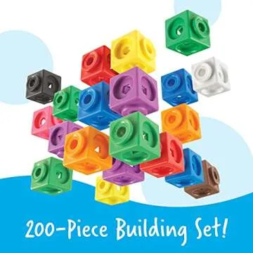 Learning Resources MathLink Cubes Big Builders - Set of 200 Cubes, Ages 5+, Develops Early Math Skil...