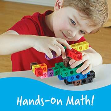 Learning Resources MathLink Cubes Big Builders - Set of 200 Cubes, Ages 5+, Develops Early Math Skills, STEM Toys, Math Games for Kids, Math Cubes for Kids,Stocking Stuffers