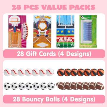 JOYIN 28 pcs Fun Valentine Sports Game Card and Erasers for Kids Party Favor, Classroom Exchange Pri...