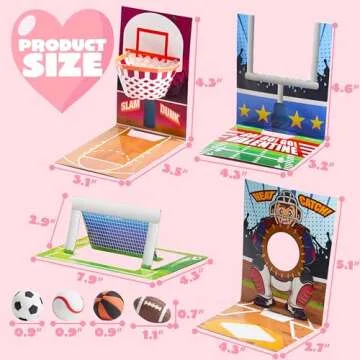 JOYIN 28 pcs Fun Valentine Sports Game Card and Erasers for Kids Party Favor, Classroom Exchange Prizes, Valentine’s Greeting Cards