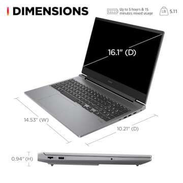 HP OMEN 16 inch Laptop, FHD 144Hz Display, Intel Core i7-14650HX, 16 GB RAM, 512 GB SSD, NVIDIA GeForce RTX 4060 GPU (8 GB Dedicated), Windows 11 Home, 16-ae0100nr (2024)