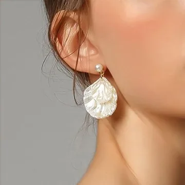 Fashion Pearl Sea Shell Dangle Earrings for Women Gifts