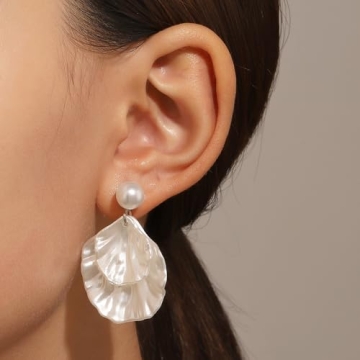 Fashion Pearl Sea Shell Dangle Earrings for Women Gifts