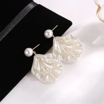 Fashion Pearl Sea Shell Dangle Earrings for Women Gifts