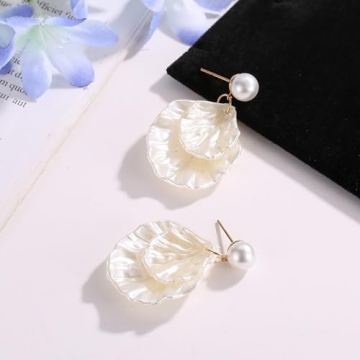 Fashion Pearl Sea Shell Dangle Earrings for Women Gifts
