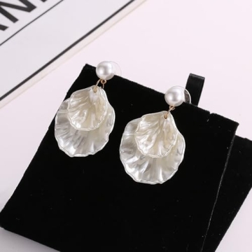 Fashion Pearl Sea Shell Dangle Earrings for Women Gifts