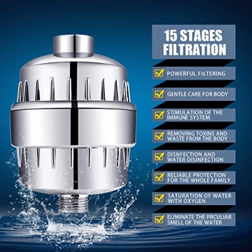 FEELSO High Pressure Shower Head 15-Stage Filter Combo