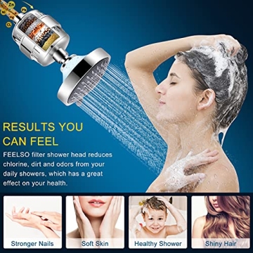 FEELSO High Pressure Shower Head 15-Stage Filter Combo