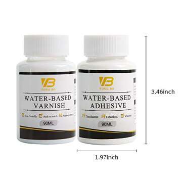 Gilding Adhesive Kit, Gold Leaf Glue Adhesive and Water Based Varnish for Craft Supplier, Resin Art, Furniture Decoration, Wall, Ceiling (2 Brushes + 2 Gloves)