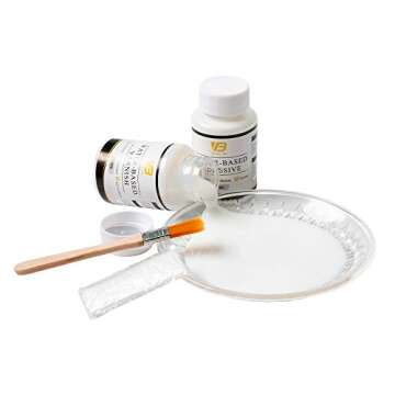 Gilding Adhesive Kit, Gold Leaf Glue Adhesive and Water Based Varnish for Craft Supplier, Resin Art, Furniture Decoration, Wall, Ceiling (2 Brushes + 2 Gloves)