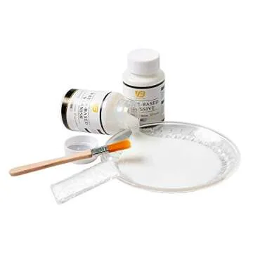 Gilding Adhesive Kit, Gold Leaf Glue Adhesive and Water Based Varnish for Craft Supplier, Resin Art, Furniture Decoration, Wall, Ceiling (2 Brushes + 2 Gloves)