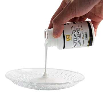 Gilding Adhesive Kit, Gold Leaf Glue Adhesive and Water Based Varnish for Craft Supplier, Resin Art, Furniture Decoration, Wall, Ceiling (2 Brushes + 2 Gloves)