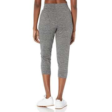Amazon Essentials Women's Brushed Tech Stretch Crop Jogger Pant (Available in Plus Size), Dark Grey Space Dye, Large