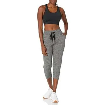 Amazon Essentials Women's Brushed Tech Stretch Crop Jogger Pant (Available in Plus Size), Dark Grey Space Dye, Large