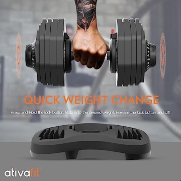 AtivaFit Adjustable Dumbbells 88 LBS for Home Gym Fitness