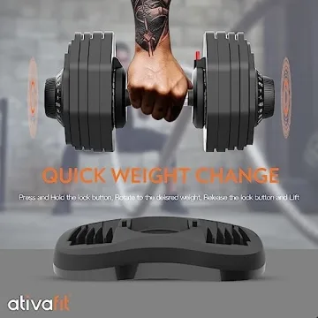 AtivaFit Adjustable Dumbbells 88 LBS for Home Gym Fitness