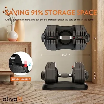 AtivaFit Adjustable Dumbbells 88 LBS for Home Gym Fitness