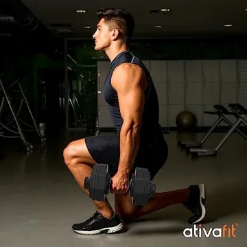 AtivaFit Adjustable Dumbbells 88 LBS for Home Gym Fitness