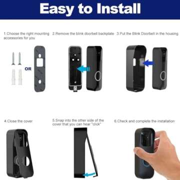 Blink Doorbell Mount for Blink Video Doorbell, No-Drilling Blink Mount Bracket, Easy Installation for Blink Doorbell Camera Security System (The Blink Doorbell is Not Included),Black