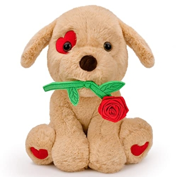 Valentines Day Gifts for Her Women Girlfriend Kids Funny Cute Plush Stuffed Animal Puppy Dog with Ro...