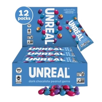 Unreal Dark Chocolate Peanut Gems | Vegan Fair Trade & Gluten Free | 1.5 Oz (Pack of 12)