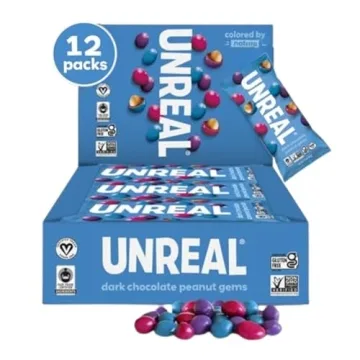 Unreal Dark Chocolate Peanut Gems | Vegan Fair Trade & Gluten Free | 1.5 Oz (Pack of 12)