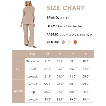 Lviefent Womens 2 Piece Outfits Sweater Set Sleeveless Side Slit Pullover Top Knit Wide Leg Pants Lounge Matching Sets (Khaki-L)
