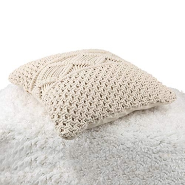 Boho Macrame Cotton Throw Pillow Cover Handcrafted Elegance