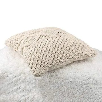Boho Macrame Cotton Throw Pillow Cover Handcrafted Elegance