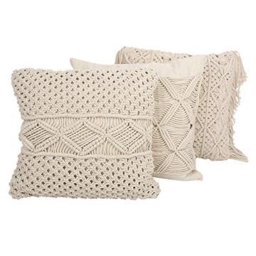 Boho Macrame Cotton Throw Pillow Cover Handcrafted Elegance