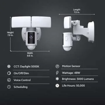 Feit Electric SEC5000/CAM/WIFI Outdoor LED Smart Security Camera with Motion Sensor, 2-Way Audio, 5000 Lumens Floodlight
