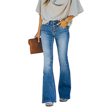 KUNMI Women's Flare Bell Bottom Jeans High Waisted Wide Leg Bootcut Jeans Stretchy Denim Pants
